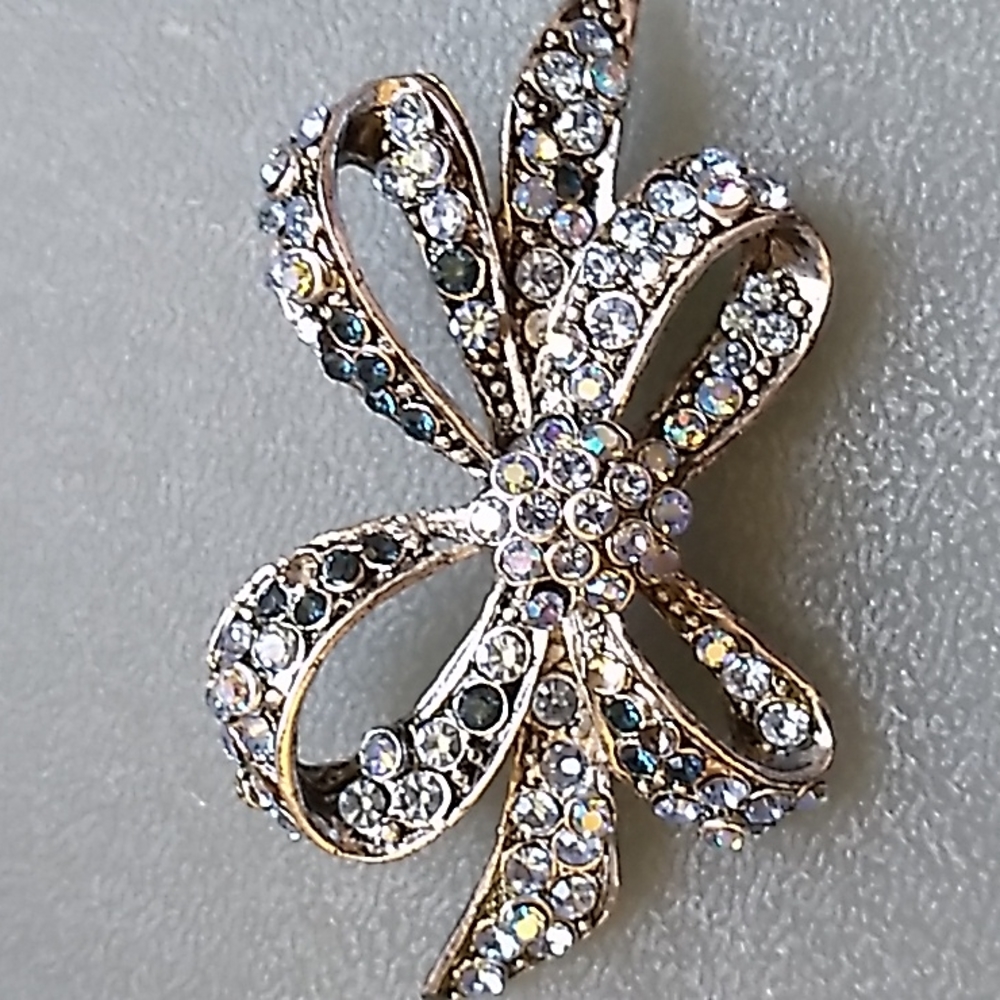 Vintage, Bow, Gemstone, Brooch, Beautiful